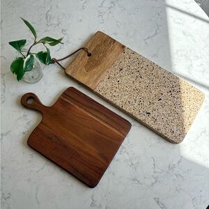 Wood and Terrazzo Serving Boards - Natural Brown & Cream